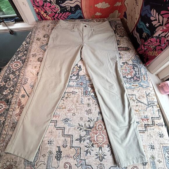 Lululemon ABC Slim Fit Pants Bone Tan color Size 33 Utilitec Business Golf - Picture 2 of 11